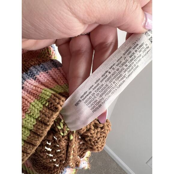 Zara Striped Round Neck Crochet Knit Cropped Sweater Vest Multi Women's Size S - Picture 7 of 9